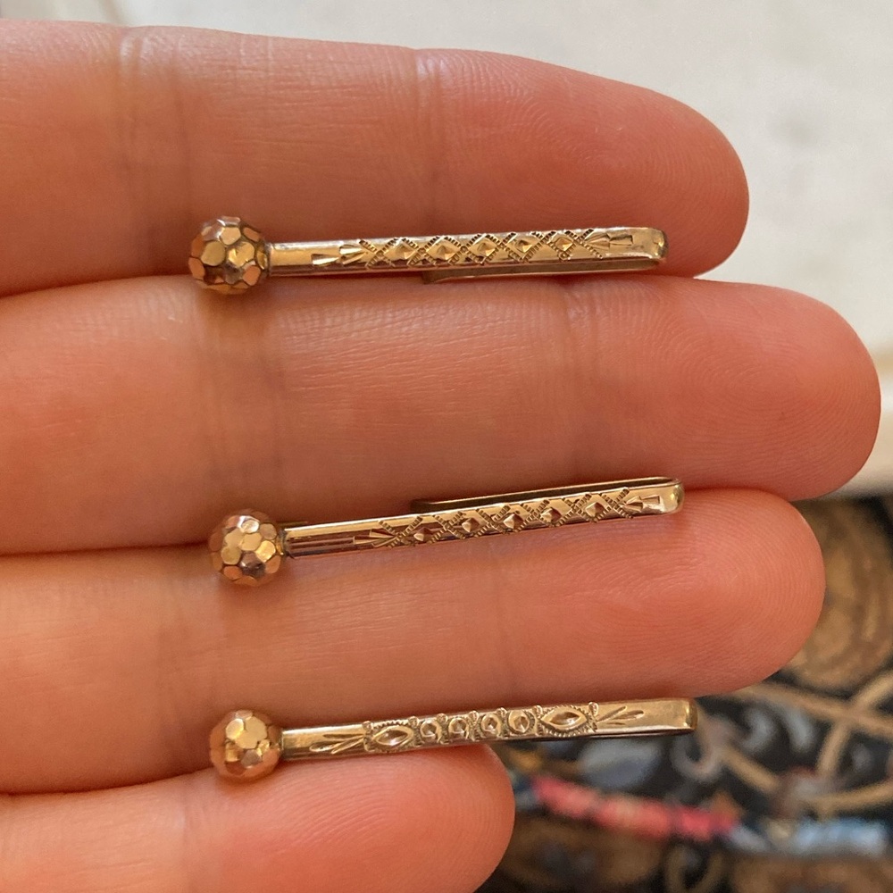Antique Victorian 1887 Engraved Gold-Filled Cuff Holders Pat. Marked Oct. 1887